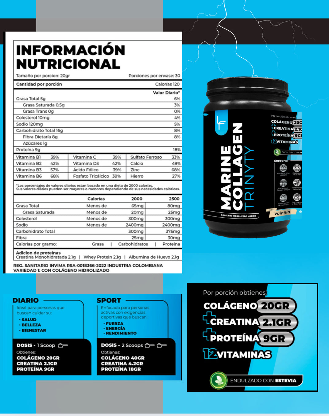Tabla nutricional colágeno hidrolizado Trinity Elevate