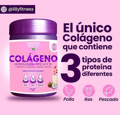 Colágeno Hidrolizado Tipo I II III 500g con Biotina y Tiamina | Trinity Elevate