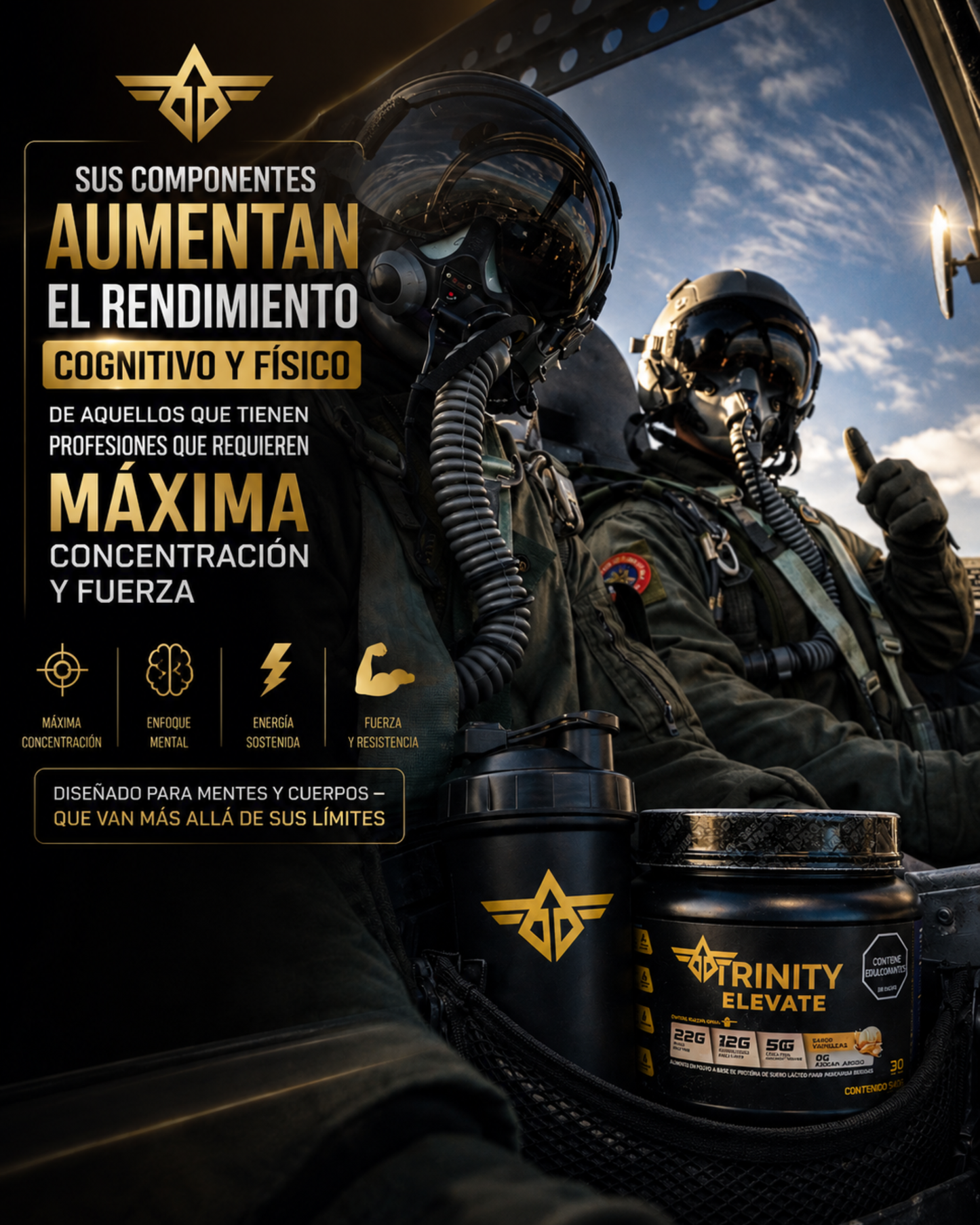 Creatina monohidratada de alta concentración con proteína y colágeno | Trinity Elevate